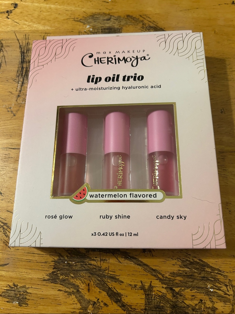 Max Makeup Cherimoya Watermelon Lip Oil Trio Set
